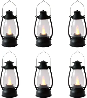Mini Lanterns 6-Pcs LED Small Lanterns Decorative Indoor Outdoor Hanging Lantern Decorative Candle Lanterns Farmhouse Decor for Weddings Western Camping Party Halloween Christmas Decorations