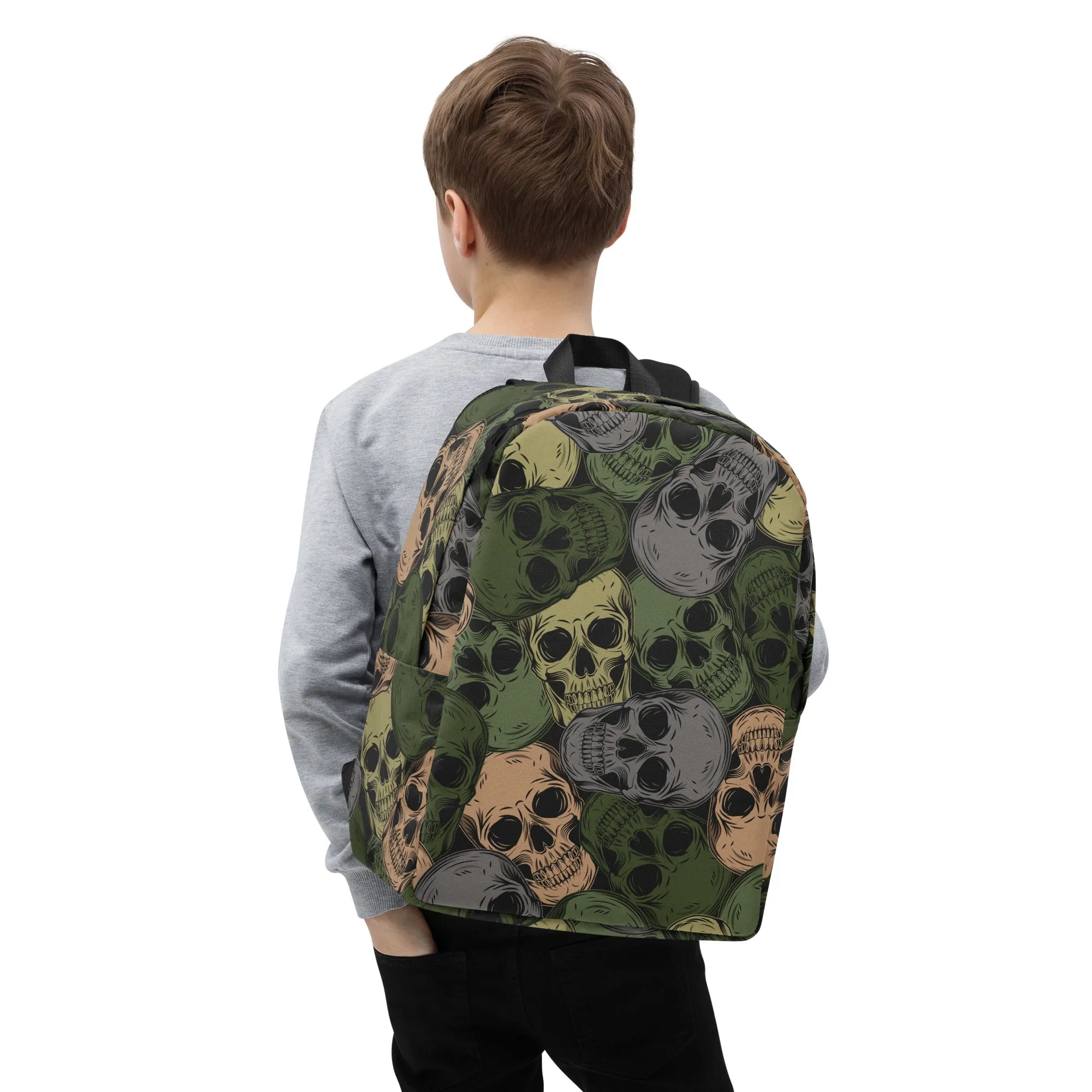 Minimalist Backpack | Skulls Camo in Green and Gray