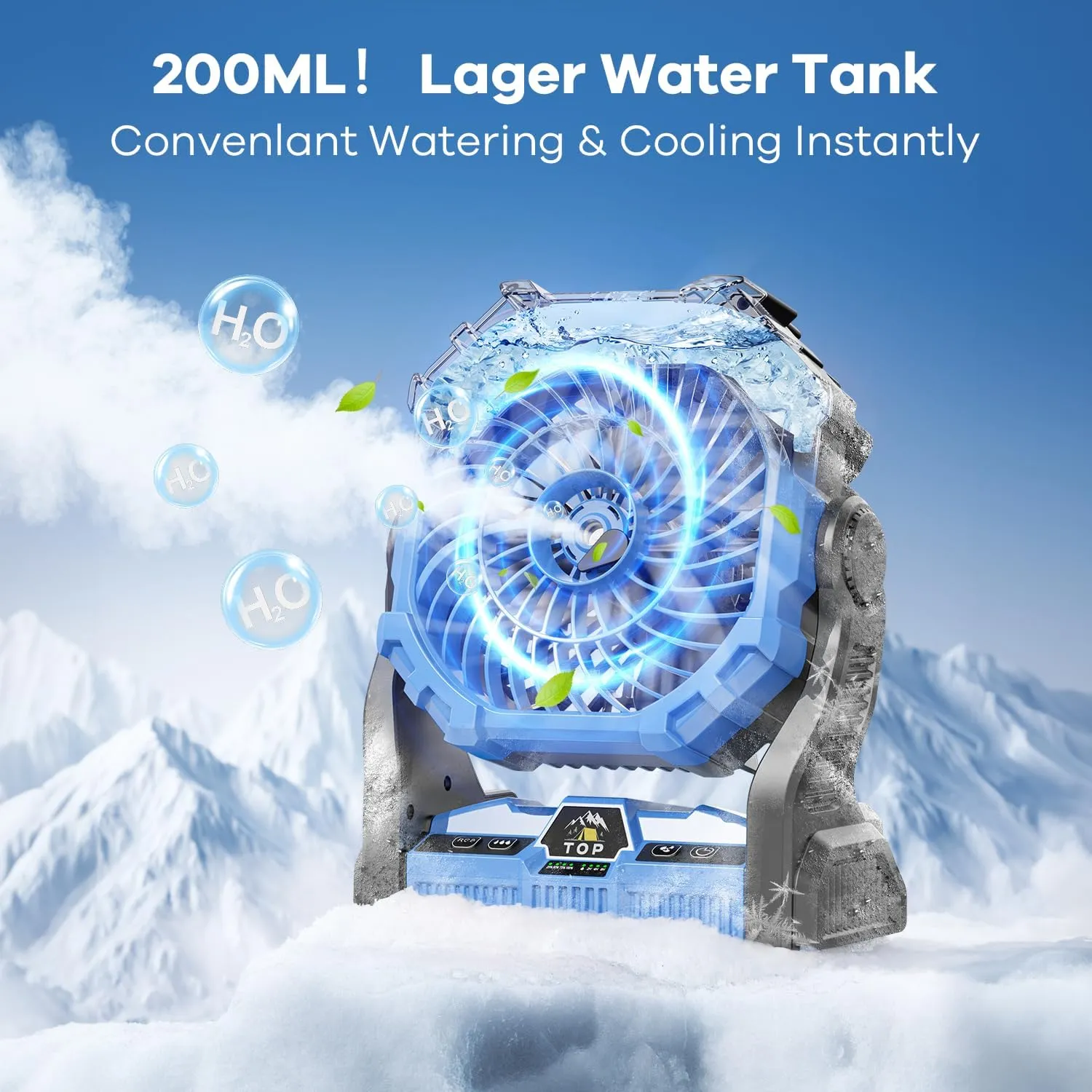Misting Fan Portable with RGB Lantern, 30000 mAh Rechargeable Battery Operated Camping Mist Fan with Emergency Hurricane Supplies, Perfect Cooling Mister for Outdoor Travel