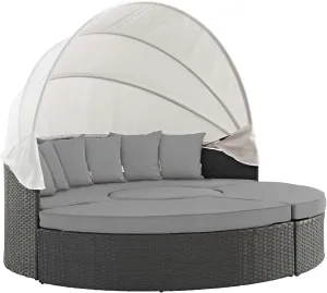 Modway EEI-1986 Sojourn Outdoor Patio Sunbrella Sectional Daybed with Canopy in Canvas Gray