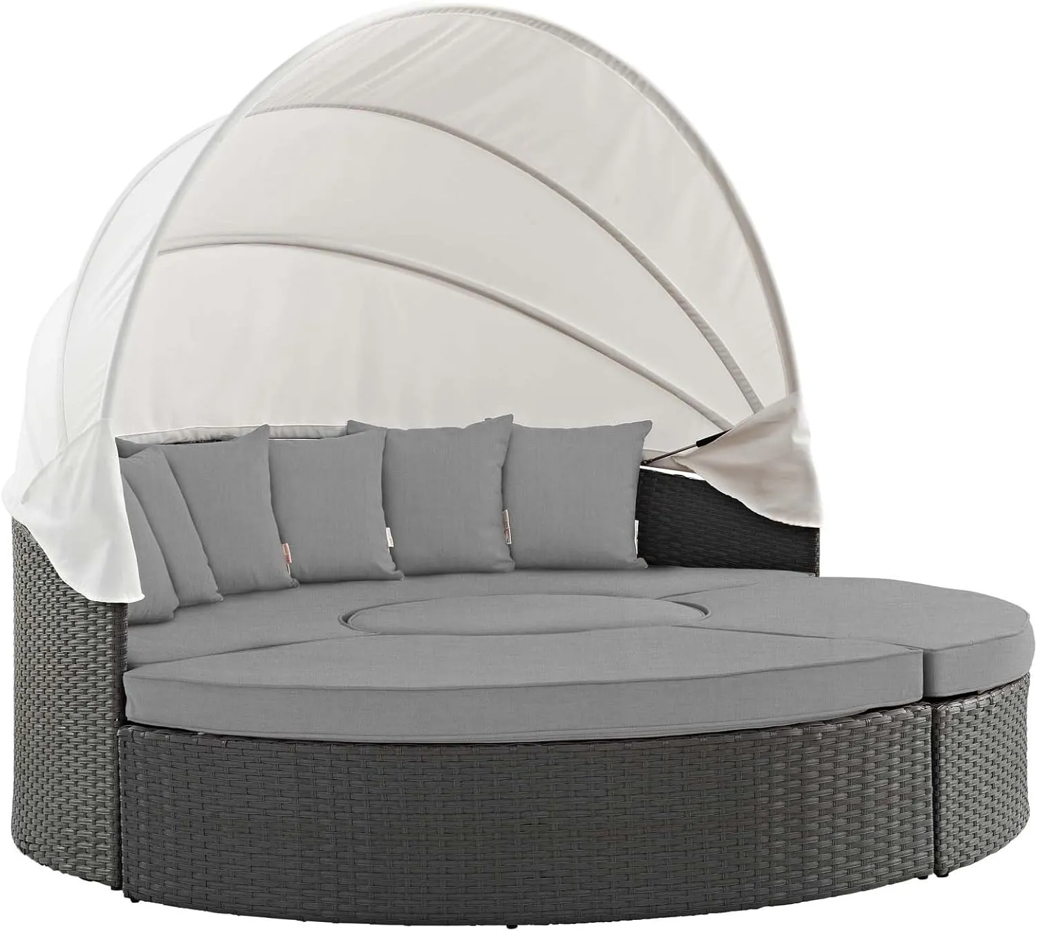 Modway EEI-1986 Sojourn Outdoor Patio Sunbrella Sectional Daybed with Canopy in Canvas Gray