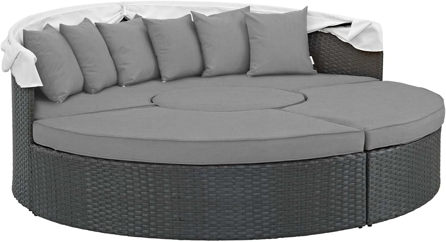 Modway EEI-1986 Sojourn Outdoor Patio Sunbrella Sectional Daybed with Canopy in Canvas Gray