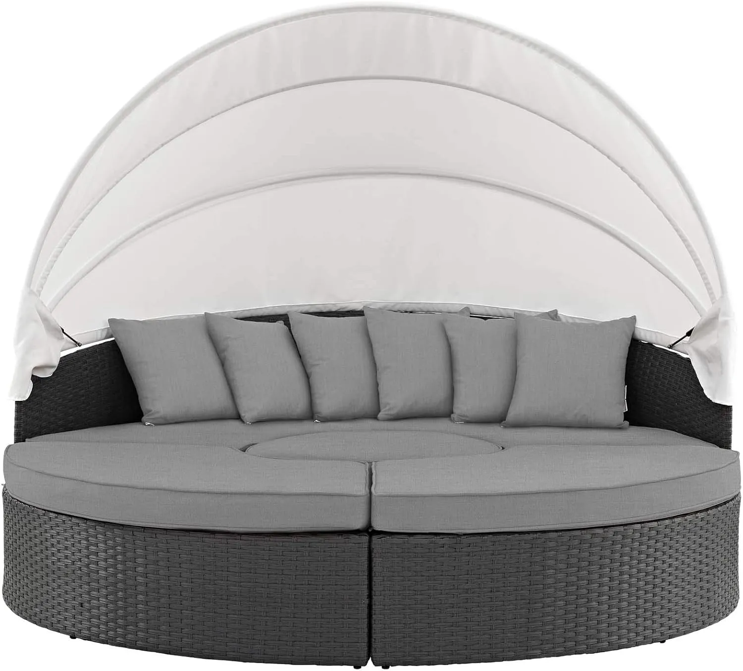 Modway EEI-1986 Sojourn Outdoor Patio Sunbrella Sectional Daybed with Canopy in Canvas Gray