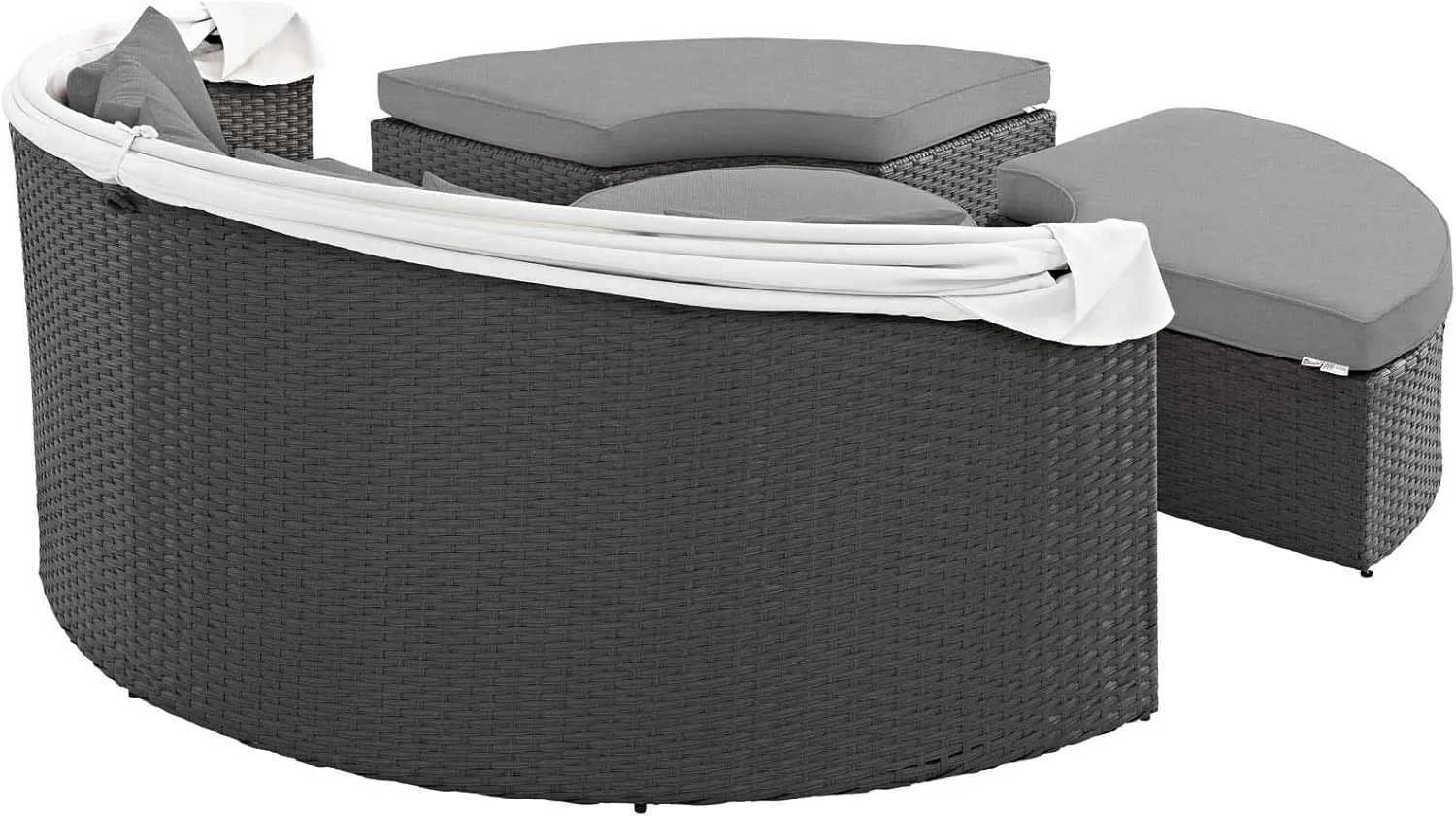 Modway EEI-1986 Sojourn Outdoor Patio Sunbrella Sectional Daybed with Canopy in Canvas Gray