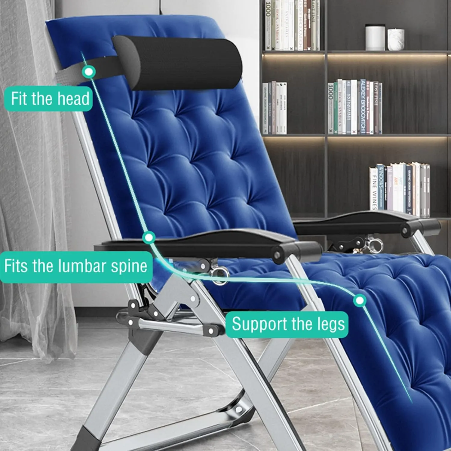 MOPHOTO Comfy Folding Chair for Living Room, Foldable Recliner Chair Lounge Chairs with Mattress for Indoor Outdoor, Leisure Chair Adjustable Reclining Chairs for Adults