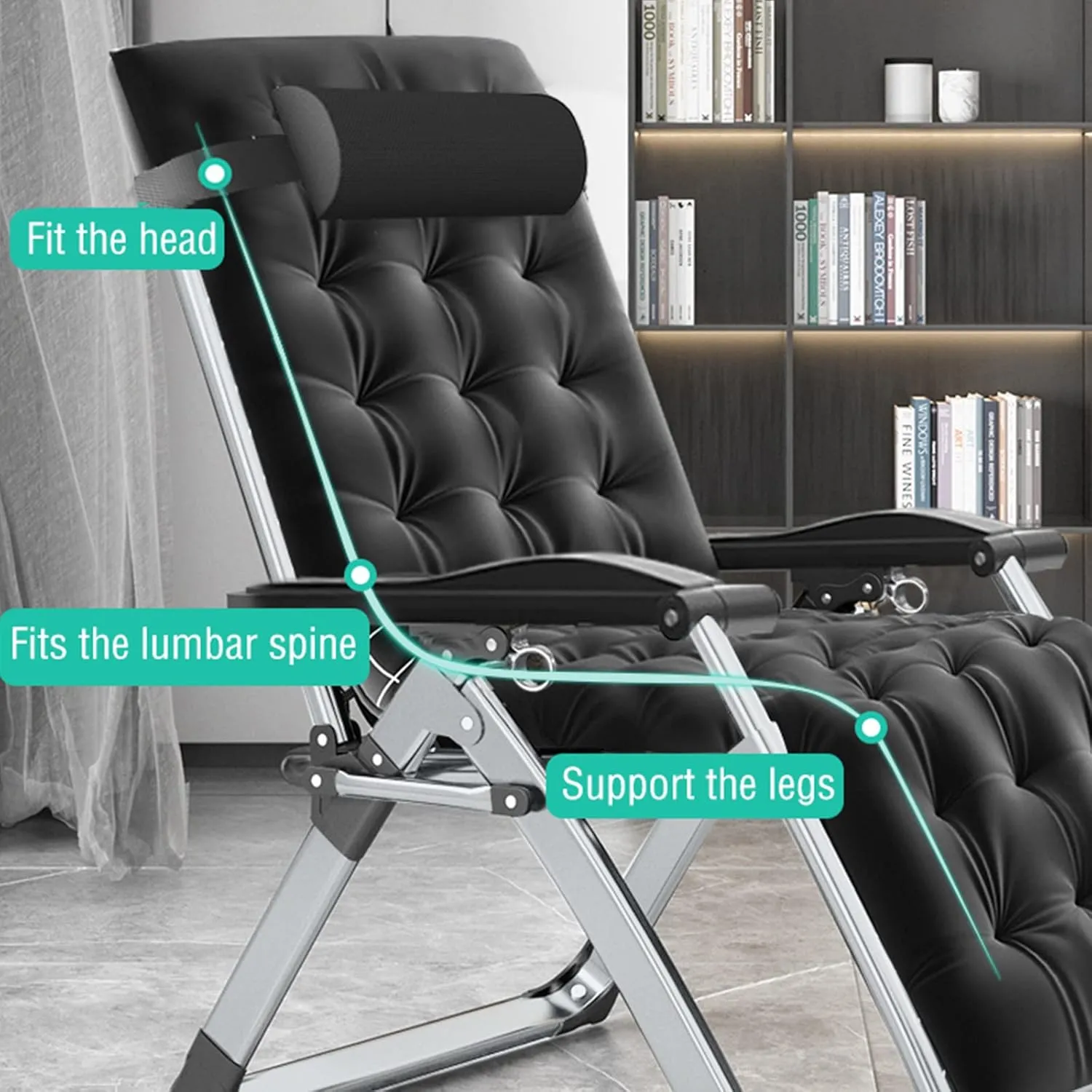 MOPHOTO Comfy Folding Chair for Living Room, Foldable Recliner Chair Lounge Chairs with Mattress for Indoor Outdoor, Leisure Chair Adjustable Reclining Chairs for Adults