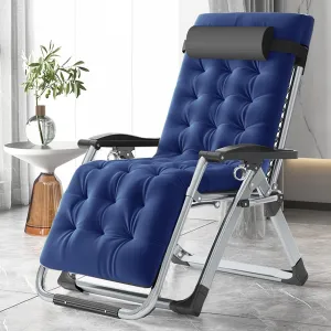MOPHOTO Comfy Folding Chair for Living Room, Foldable Recliner Chair Lounge Chairs with Mattress for Indoor Outdoor, Leisure Chair Adjustable Reclining Chairs for Adults