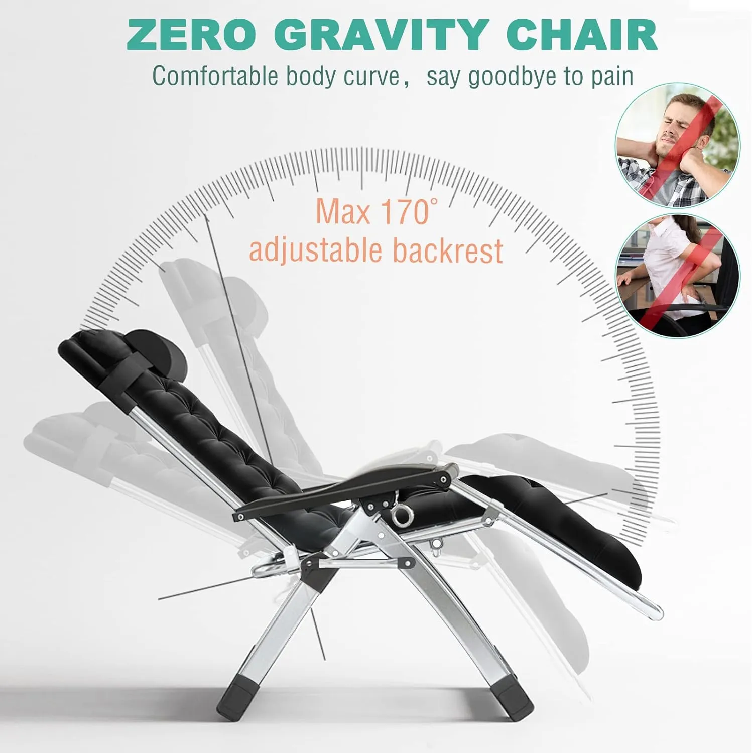 MOPHOTO Comfy Folding Chair for Living Room, Foldable Recliner Chair Lounge Chairs with Mattress for Indoor Outdoor, Leisure Chair Adjustable Reclining Chairs for Adults