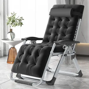 MOPHOTO Comfy Folding Chair for Living Room, Foldable Recliner Chair Lounge Chairs with Mattress for Indoor Outdoor, Leisure Chair Adjustable Reclining Chairs for Adults