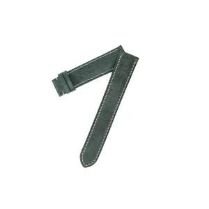 Moss Green Vintage leather watch band, Premium Tuscany Vintage leather strap (19mm, Steel Folding Clasp)