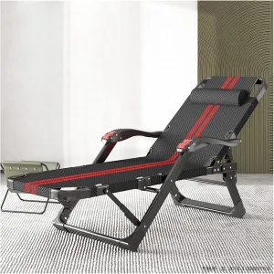 Multifunction Folding Lounge Chair, Folding Camping Cots Sleeping Cots for Adults, Ergonomic Patio Folding Reclining Chair, Portable Adjustable Camping Reclining Chair with Massage Armrest