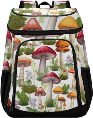 Mushrooms Pattern Cooler Backpack 36 Cans Insulated Backpack Cooler Leak Proof Cooler Bag Lightweight Backpack for Lunch Camping Picnic Beach