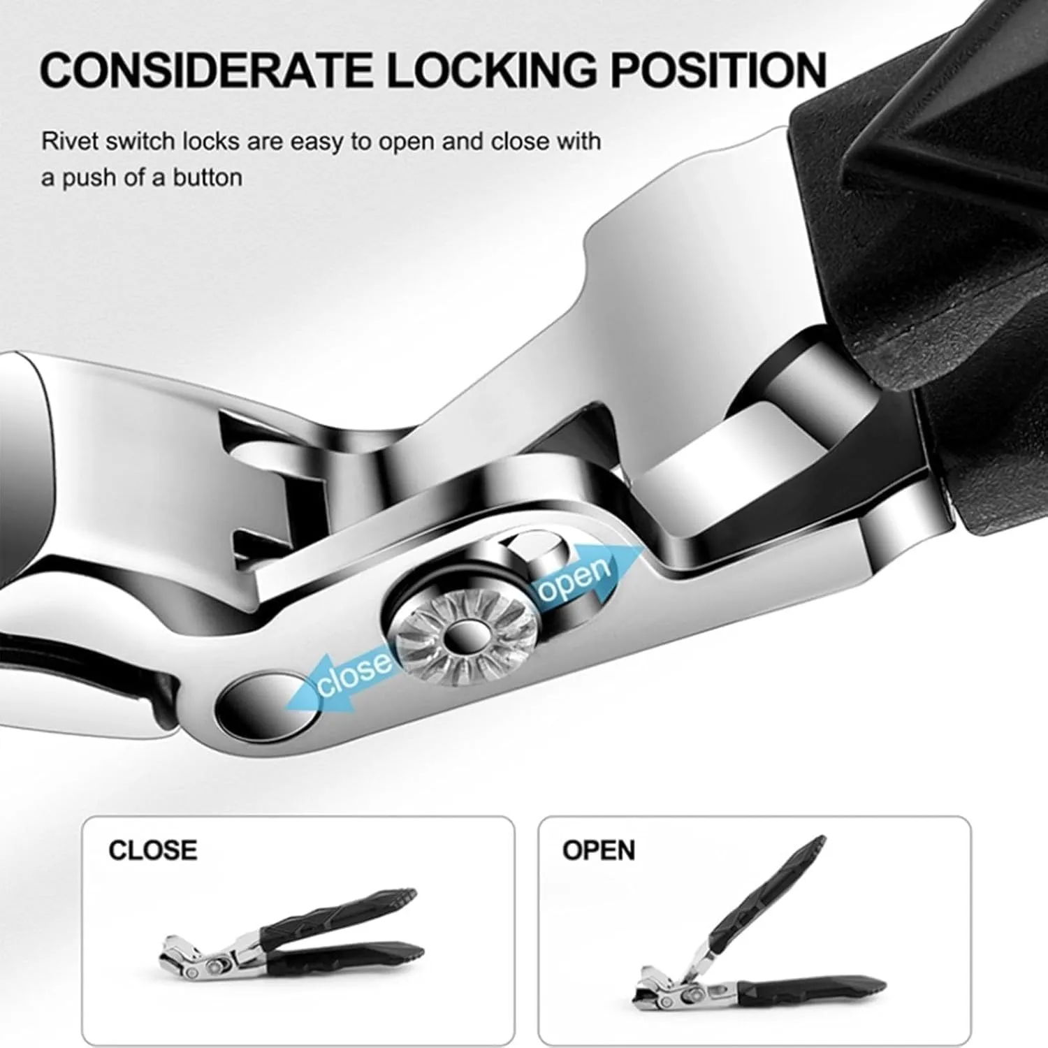 Nail Clipper, Clipmaster Pro Nail Clippers, Ergonomic Angled Head Senior Toenail Clipper, Large Angled Head Toenail Clippers with Wide Opening (Set A)