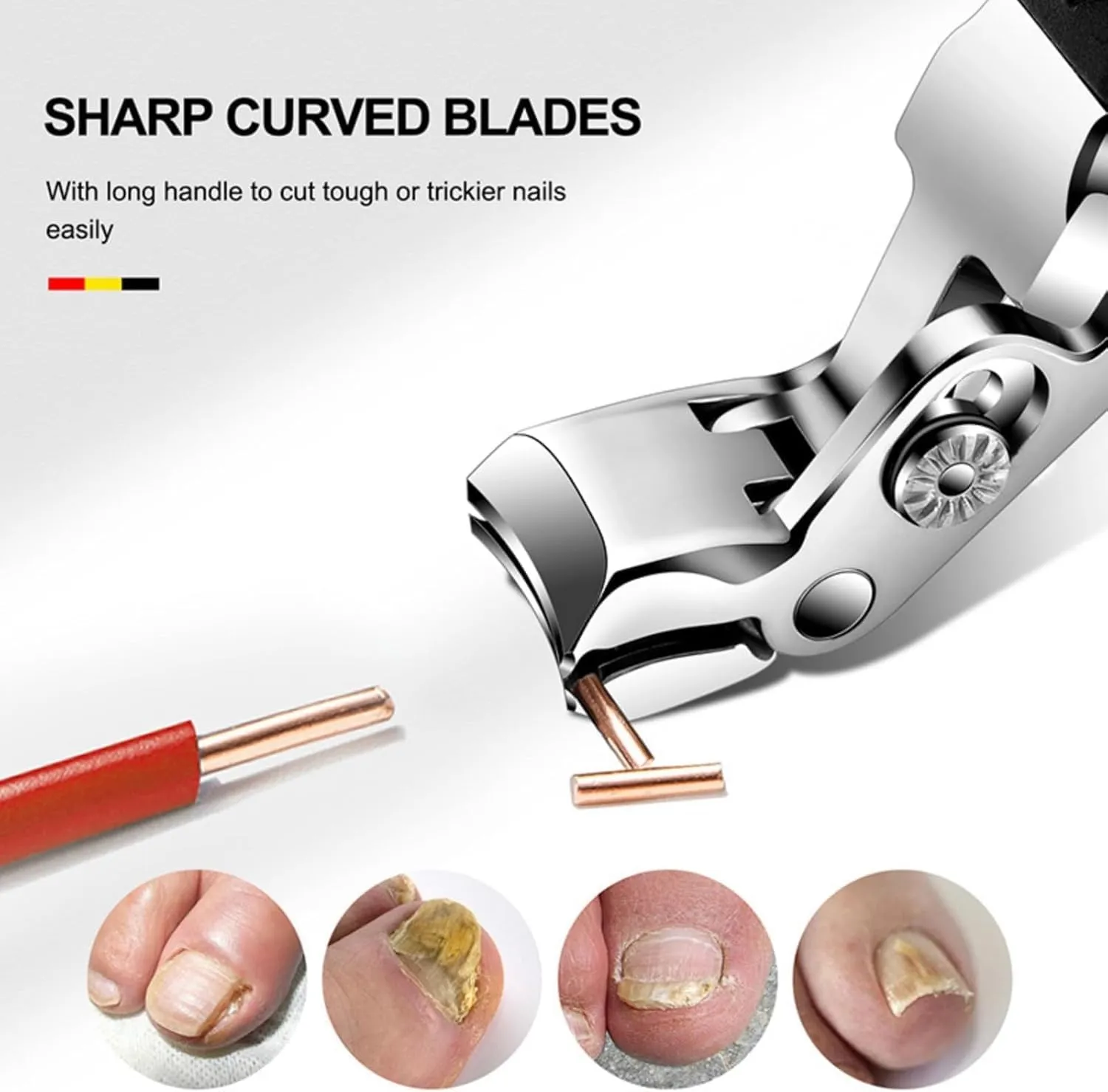 Nail Clipper, Clipmaster Pro Nail Clippers, Ergonomic Angled Head Senior Toenail Clipper, Large Angled Head Toenail Clippers with Wide Opening (Set A)