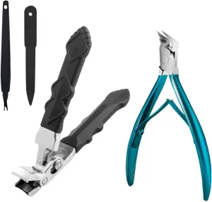 Nail Clipper, Clipmaster Pro Nail Clippers, Ergonomic Angled Head Senior Toenail Clipper, Large Angled Head Toenail Clippers with Wide Opening (Set A)