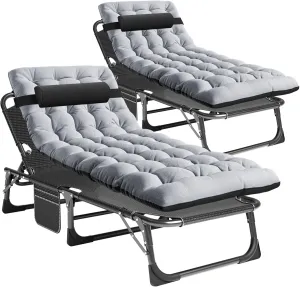 NAIZEA Folding Camping Cot & Lounge Chair, Portable Reclining Chaise for Pool, Beach, Patio Sunbathing