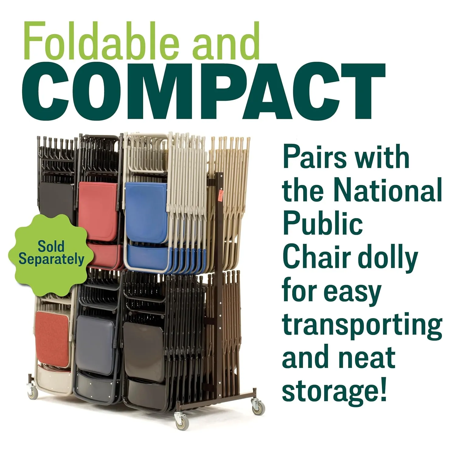National Public Seating Premium Cushioned Portable Folding Chairs 3200 Series Upholstered, Heavy-Duty Foldable Chairs for Indoor & Outdoor Use – Set of 2, Comfortable & Durable, Black