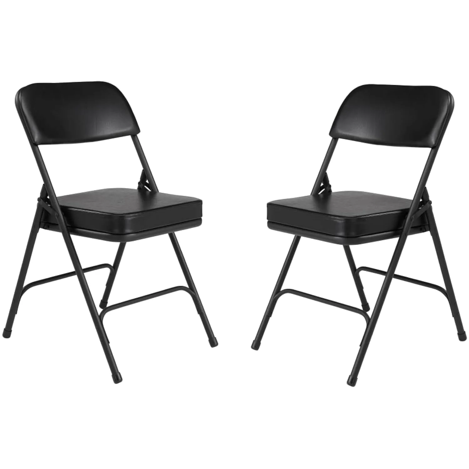 National Public Seating Premium Cushioned Portable Folding Chairs 3200 Series Upholstered, Heavy-Duty Foldable Chairs for Indoor & Outdoor Use – Set of 2, Comfortable & Durable, Black