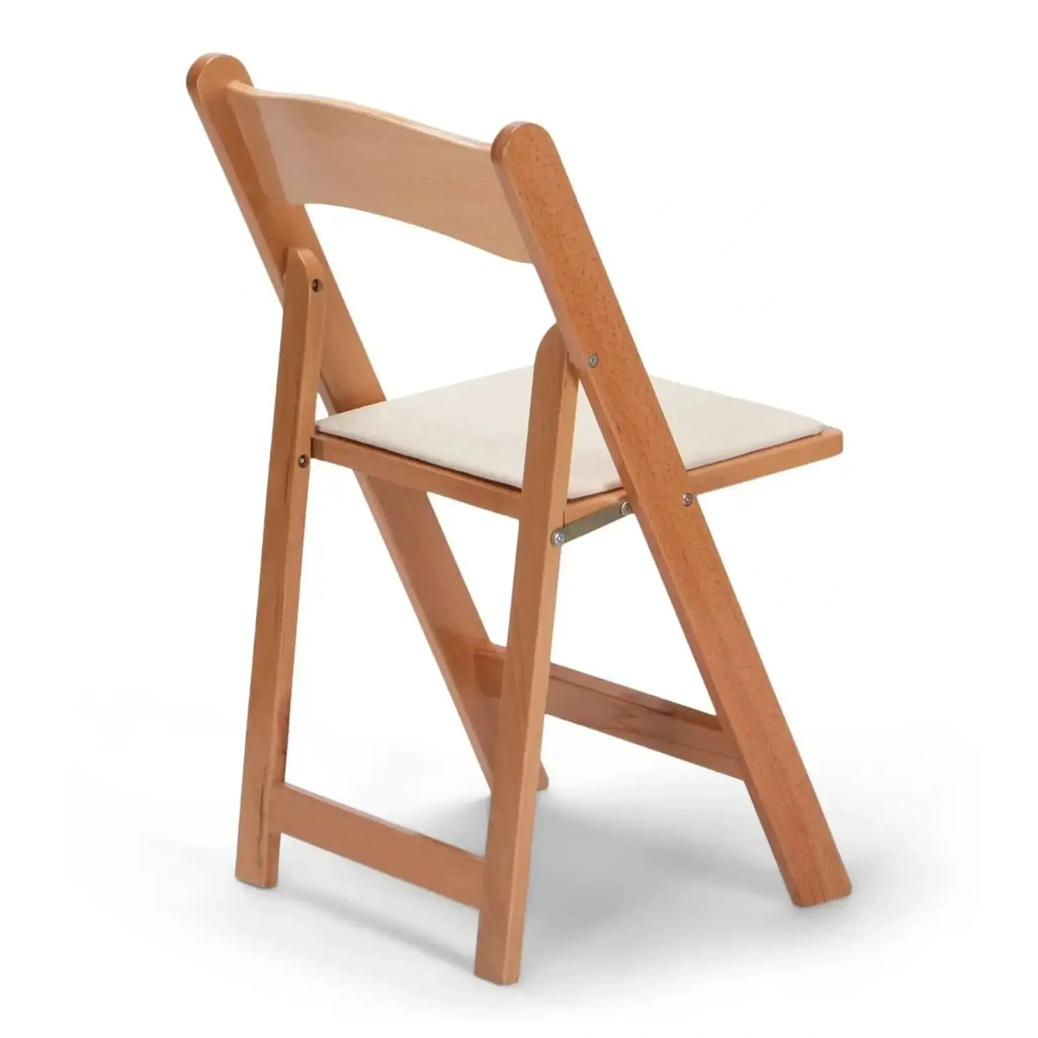 Natural Wood Folding Chair with Ivory Pad
