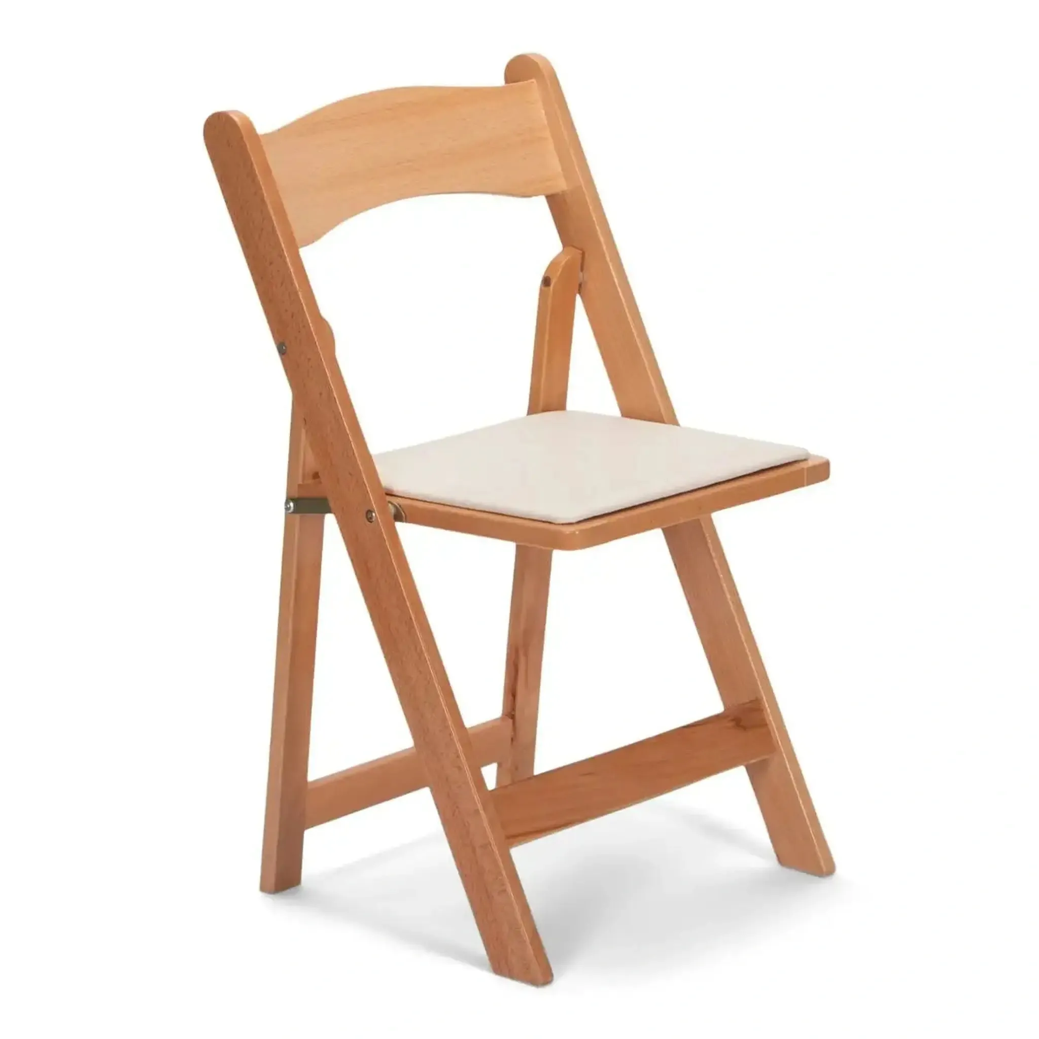 Natural Wood Folding Chair with Ivory Pad