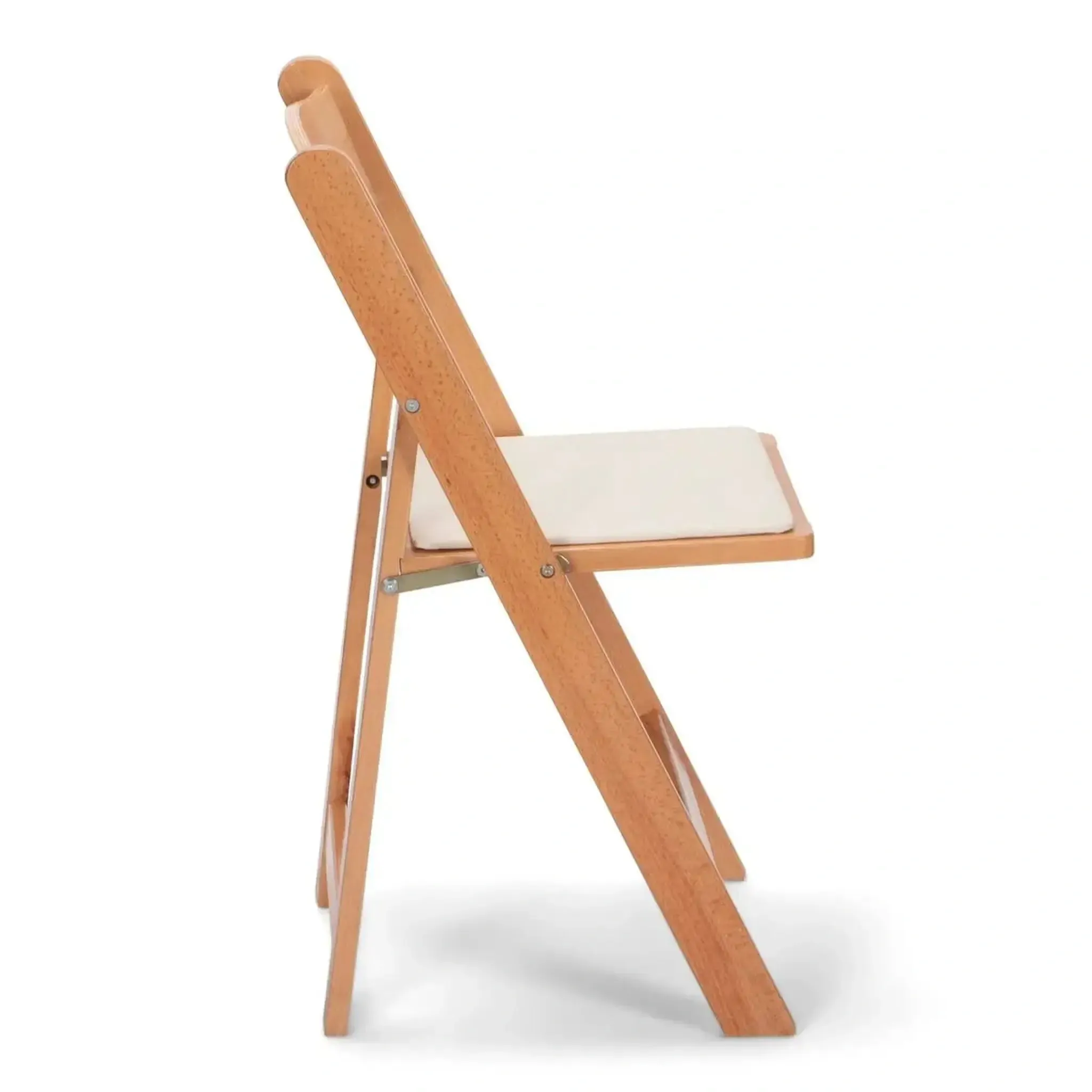 Natural Wood Folding Chair with Ivory Pad
