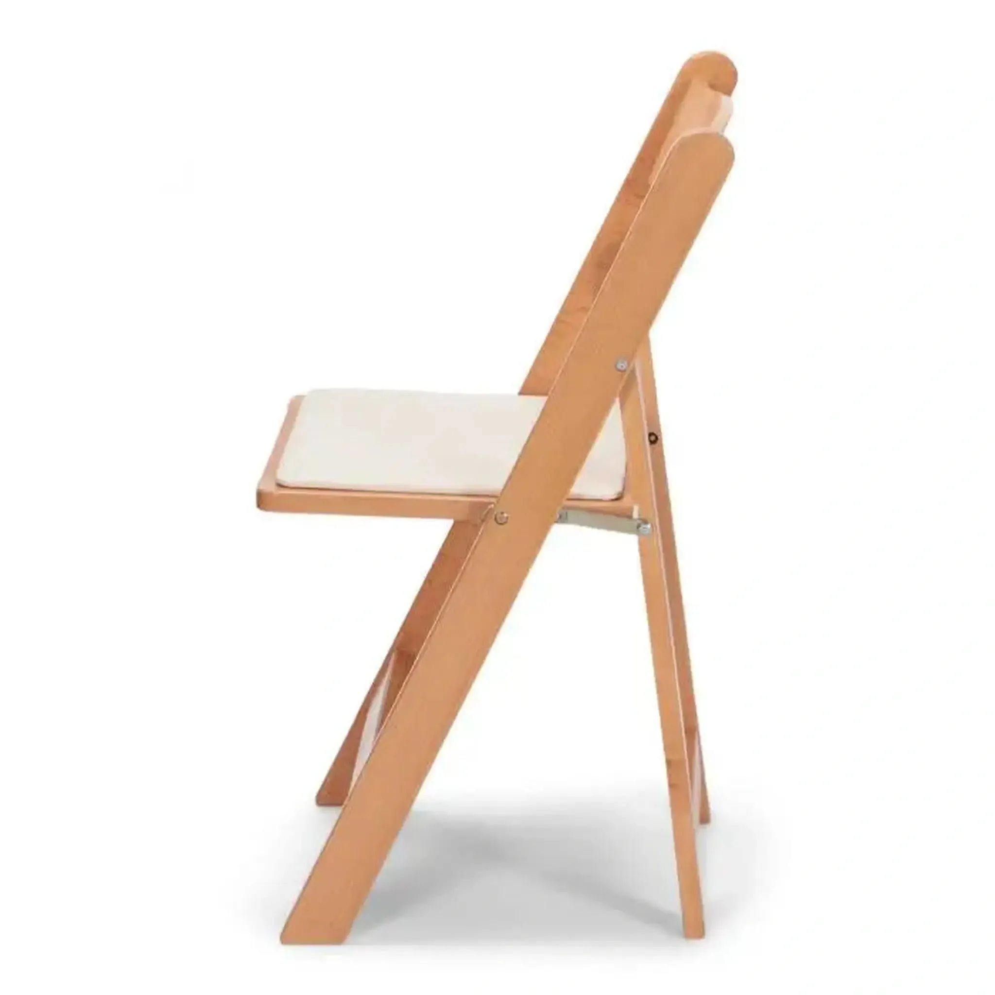Natural Wood Folding Chair with Ivory Pad