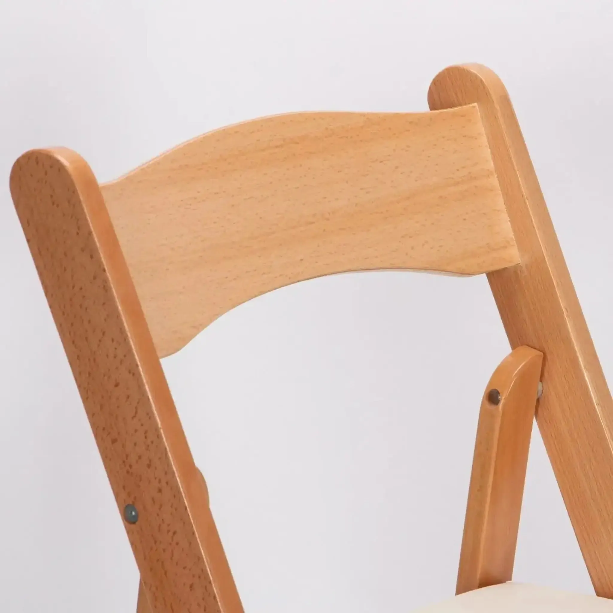 Natural Wood Folding Chair with Ivory Pad