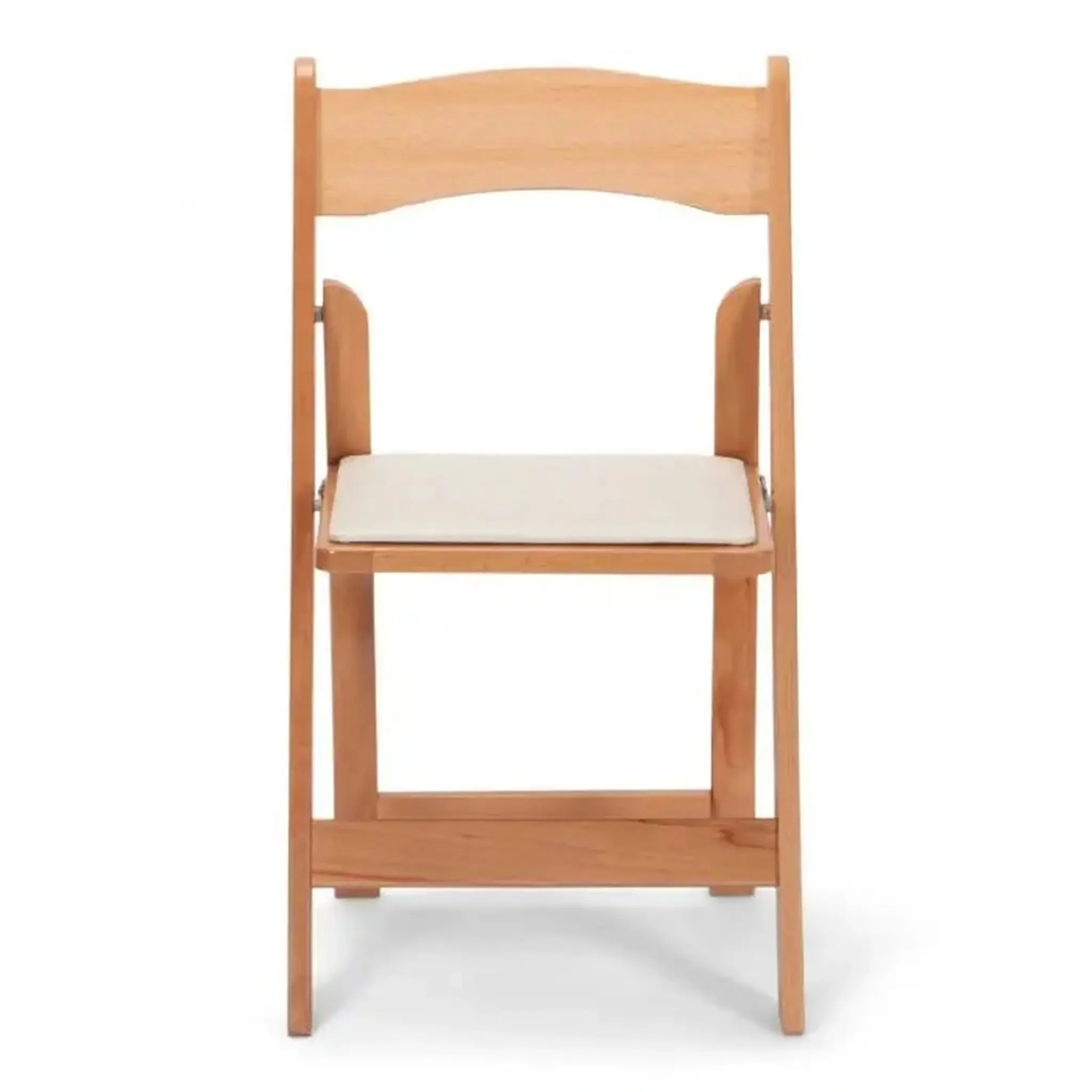 Natural Wood Folding Chair with Ivory Pad