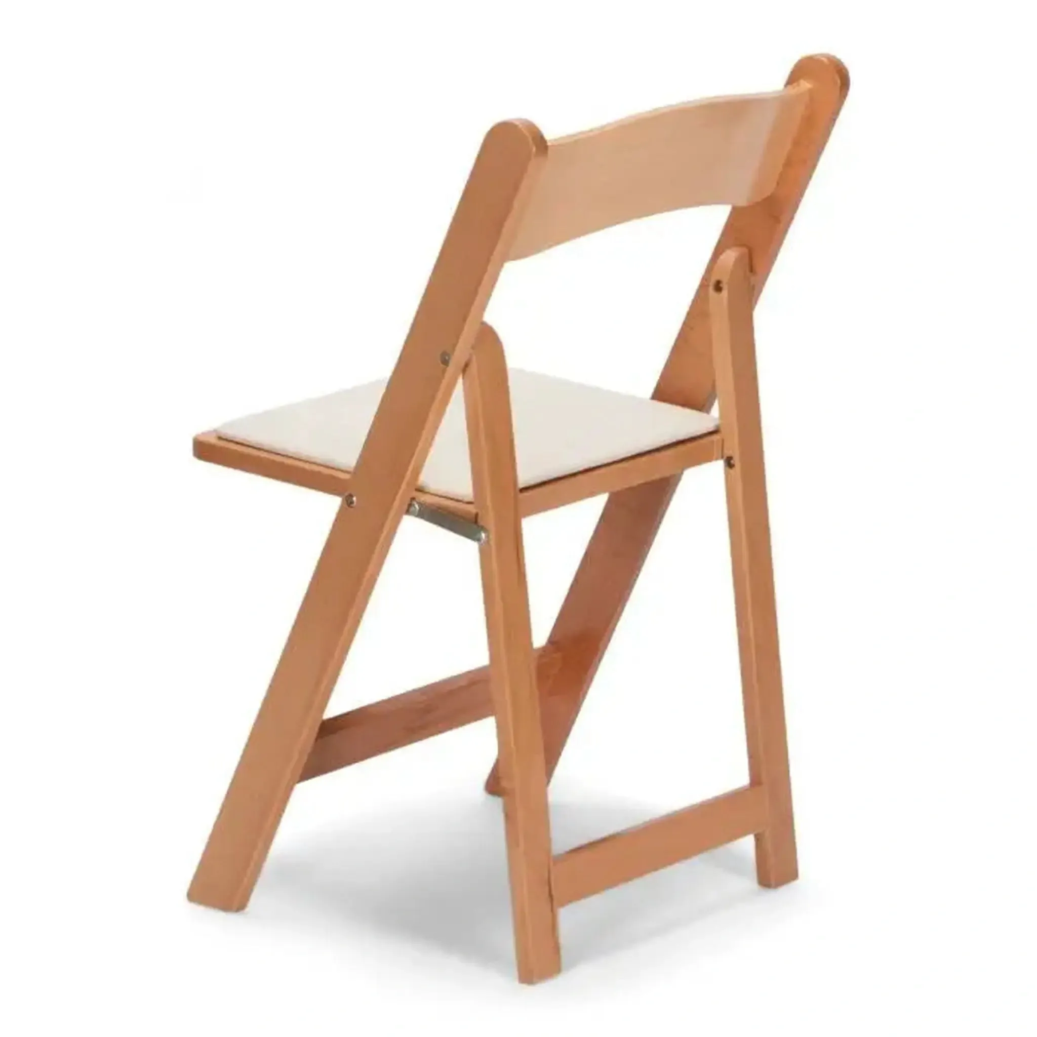 Natural Wood Folding Chair with Ivory Pad