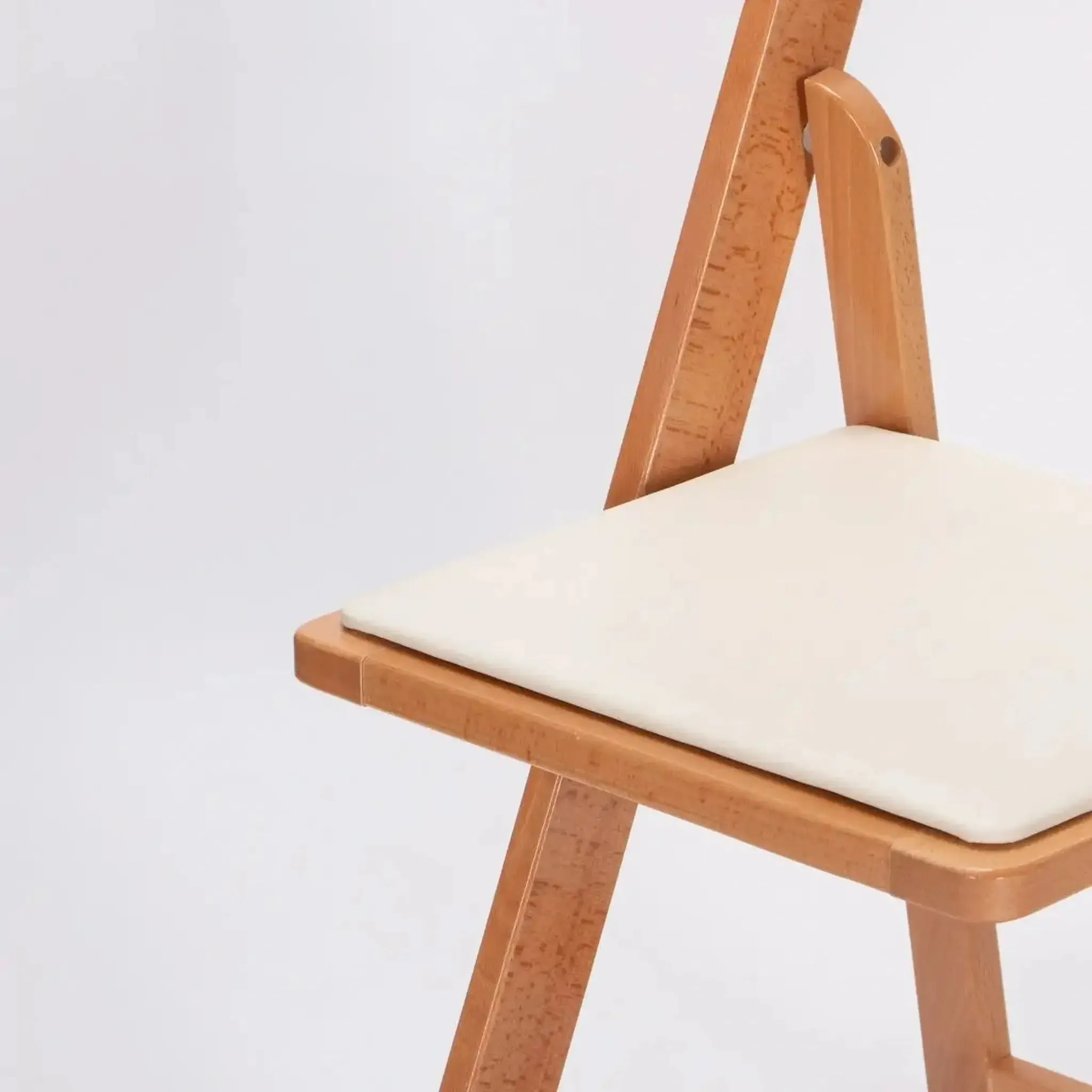 Natural Wood Folding Chair with Ivory Pad