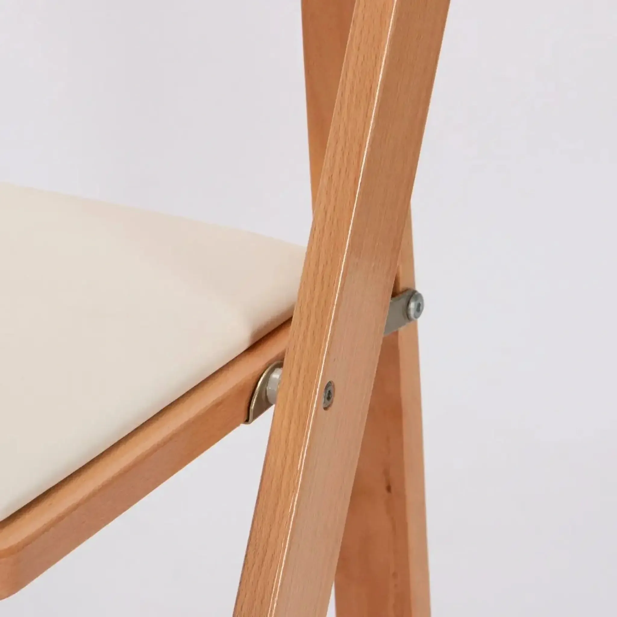 Natural Wood Folding Chair with Ivory Pad