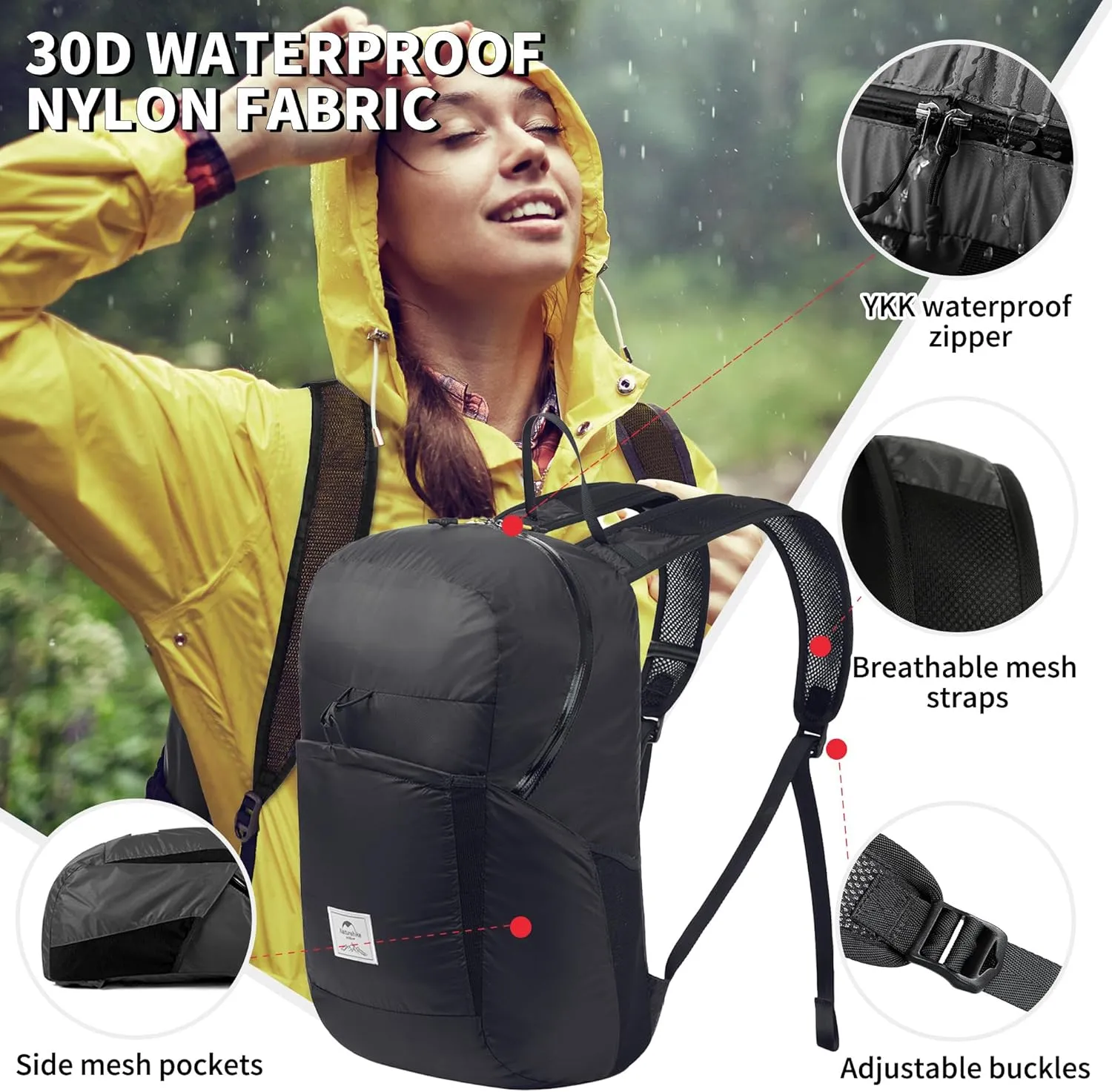 Naturehike 22L Lightweight Hiking Backpack, Waterproof Camping Packable Backpack, Ultralight Daypack for Travel Airplane