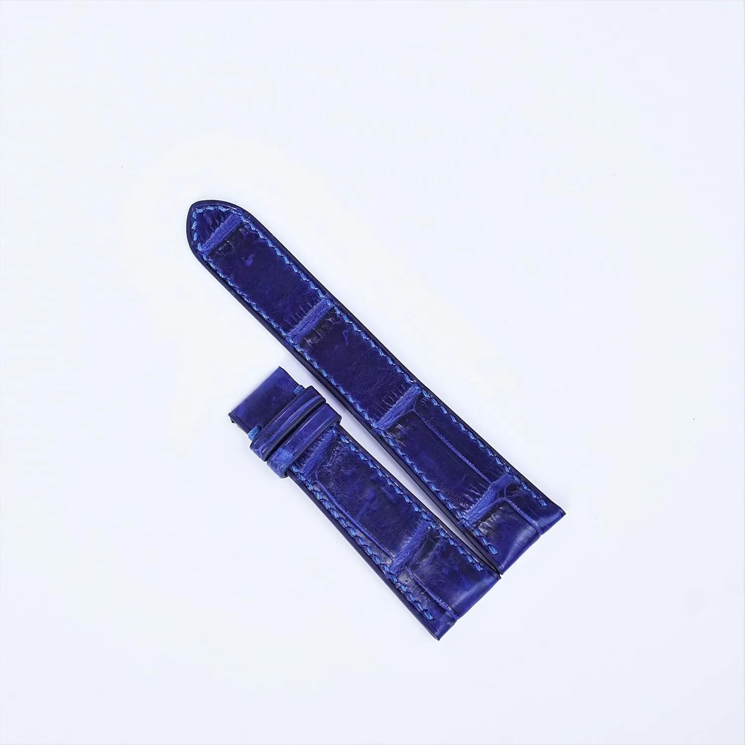 Navy Blue Alligator watch strap, Premium Quality Alligator leather watch band (20mm, Steel Folding Clasp)