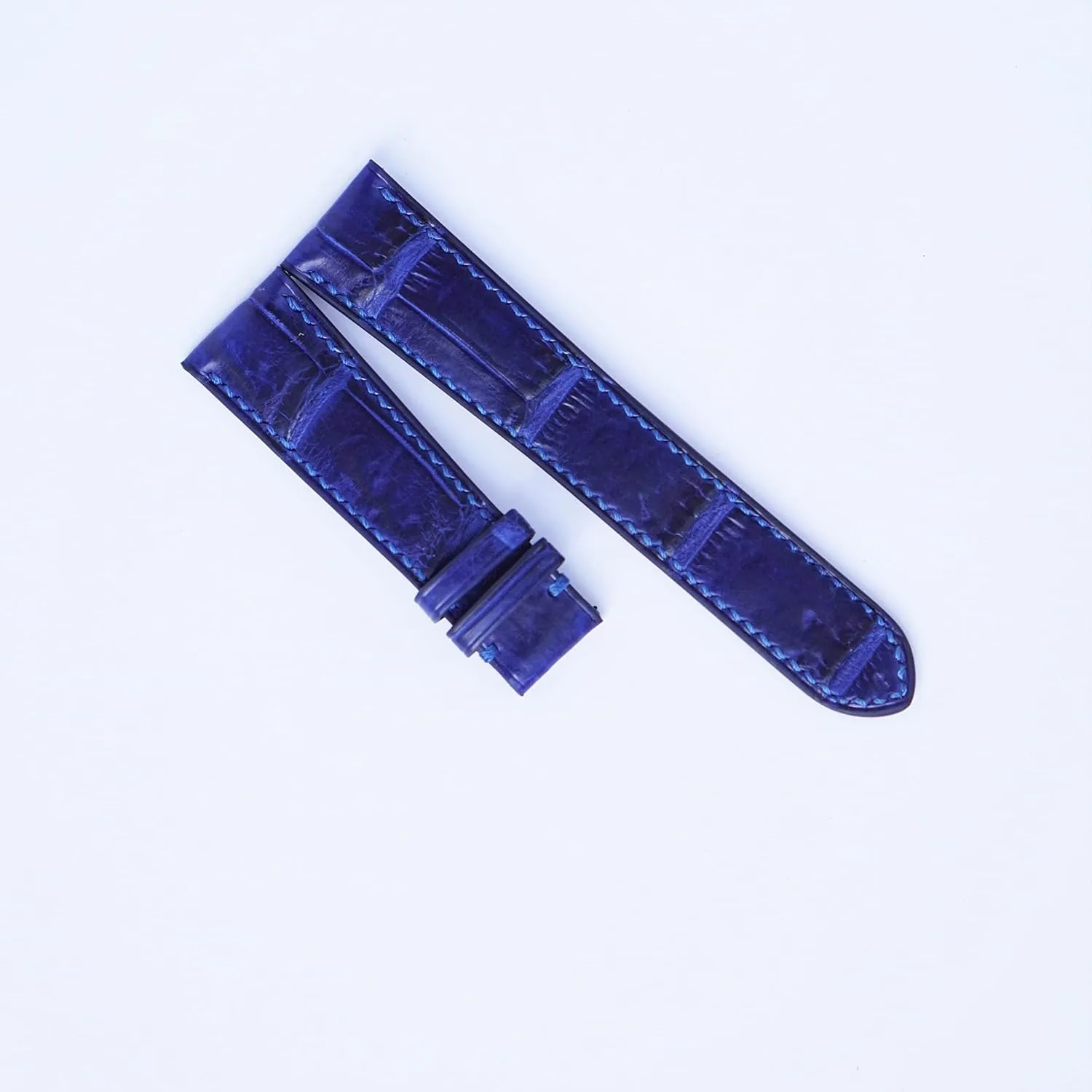 Navy Blue Alligator watch strap, Premium Quality Alligator leather watch band (20mm, Steel Folding Clasp)