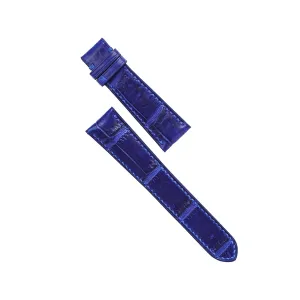 Navy Blue Alligator watch strap, Premium Quality Alligator leather watch band (20mm, Steel Folding Clasp)