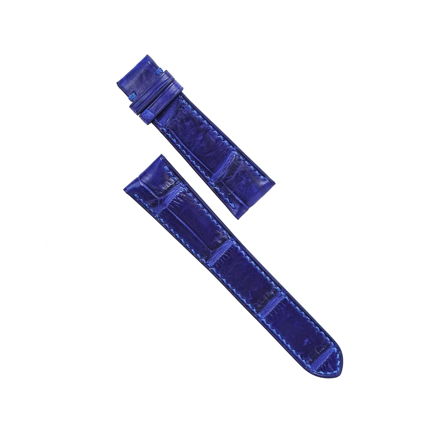 Navy Blue Alligator watch strap, Premium Quality Alligator leather watch band (20mm, Steel Folding Clasp)