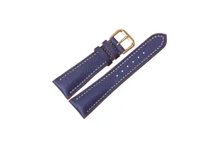 Navy Blue Calf leather watch strap, Premium Quality Epsom leather watch band (24mm, Steel Folding Clasp)