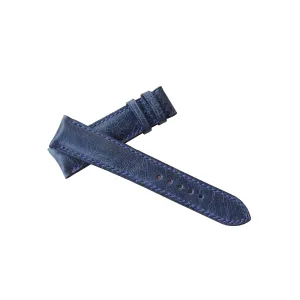 Navy Blue Vintage leather watch band, Handmade Tuscany Cow leather watch strap (23mm, Steel Folding Clasp)