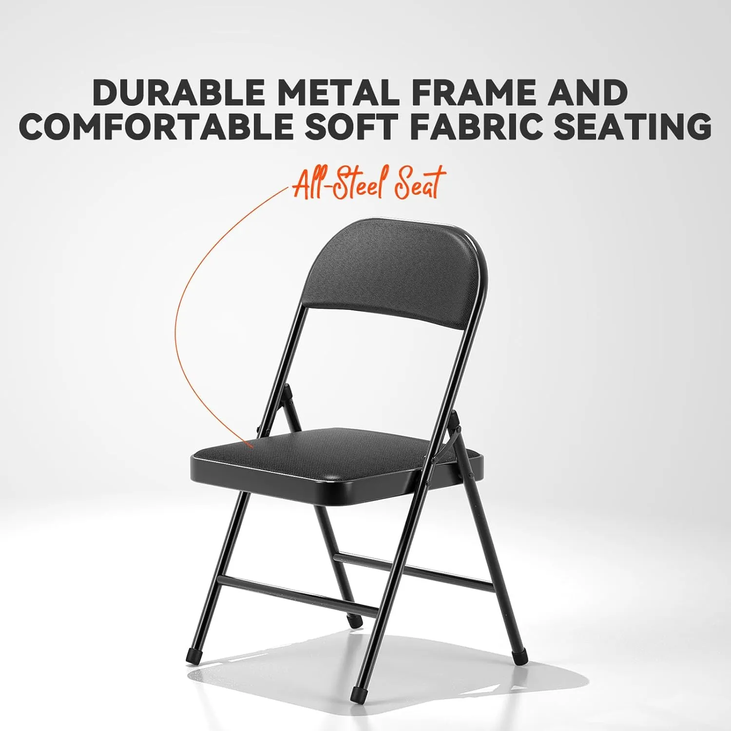 Nazhura 4 Pack Folding Chairs, Fabric Dining Chair Set with Padded Cushion and Back, Indoor Outdoo Seat for Home Office Events Wedding Party (Charcoal Fabric Seating)