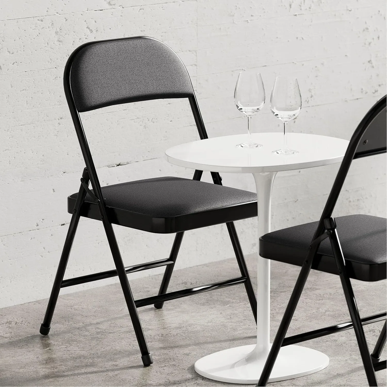 Nazhura 4 Pack Folding Chairs, Fabric Dining Chair Set with Padded Cushion and Back, Indoor Outdoo Seat for Home Office Events Wedding Party (Charcoal Fabric Seating)