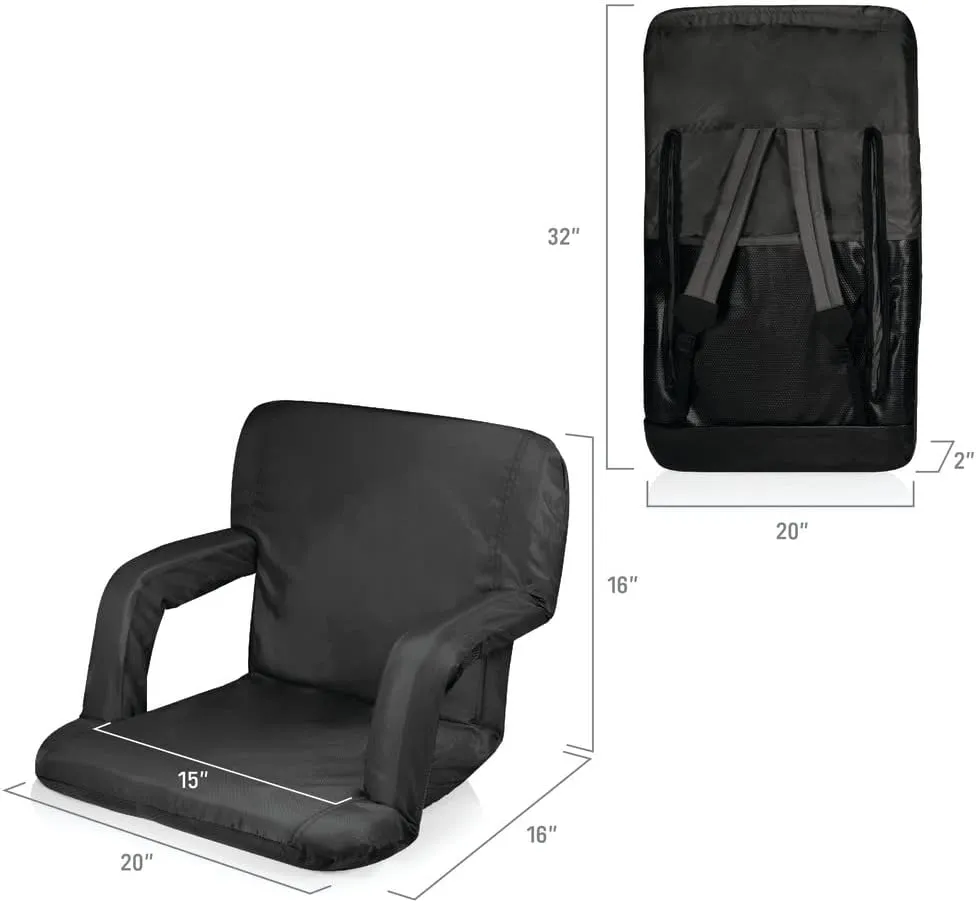 NCAA TCU Horned Frogs Ventura Reclining Stadium Seat with Back Support - Bleacher Seat - Beach Floor Chair