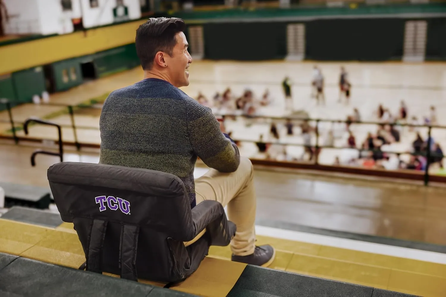 NCAA TCU Horned Frogs Ventura Reclining Stadium Seat with Back Support - Bleacher Seat - Beach Floor Chair
