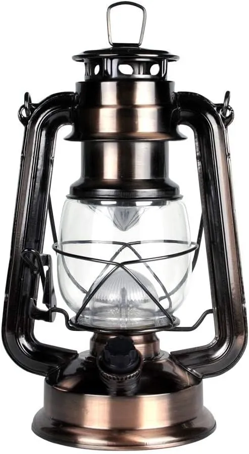 NEBO 15 LED Lantern, 9" Battery Operated Traditional Metal Lantern Design for Indoor/Outdoor Use, Copper