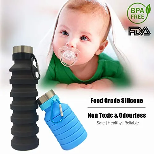Nefeeko Collapsible Water Bottle, Reuseable BPA Free Silicone
