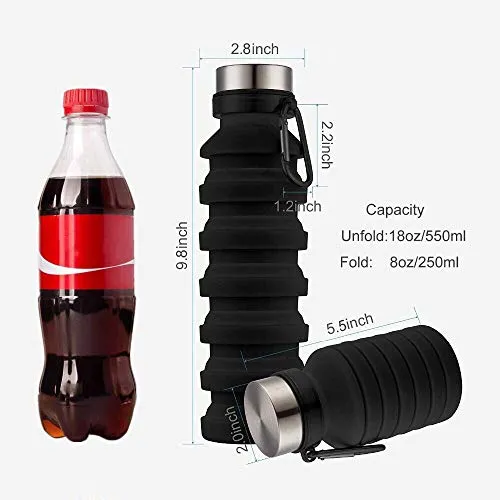 Nefeeko Collapsible Water Bottle, Reuseable BPA Free Silicone