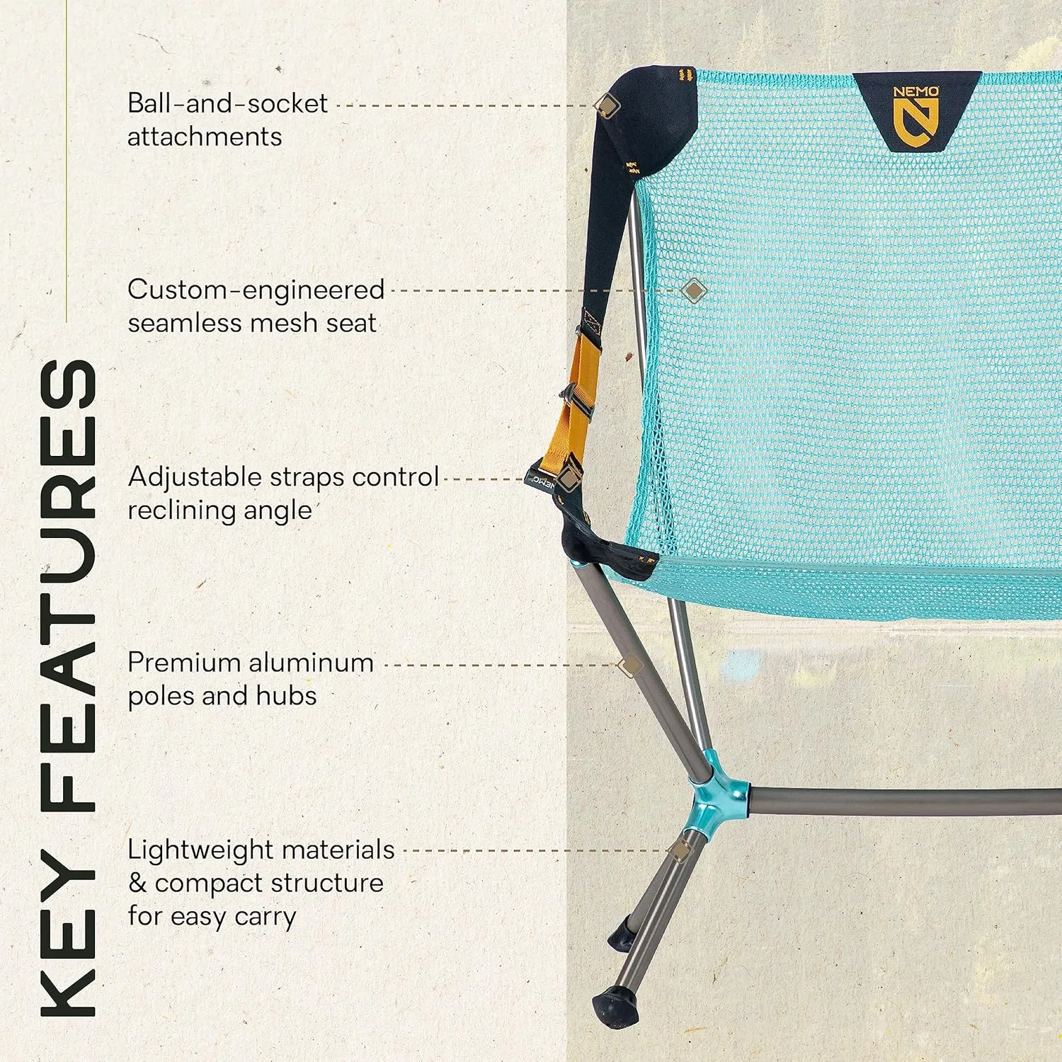 NEMO Moonlite Reclining Camp Chair - Hazy Aqua