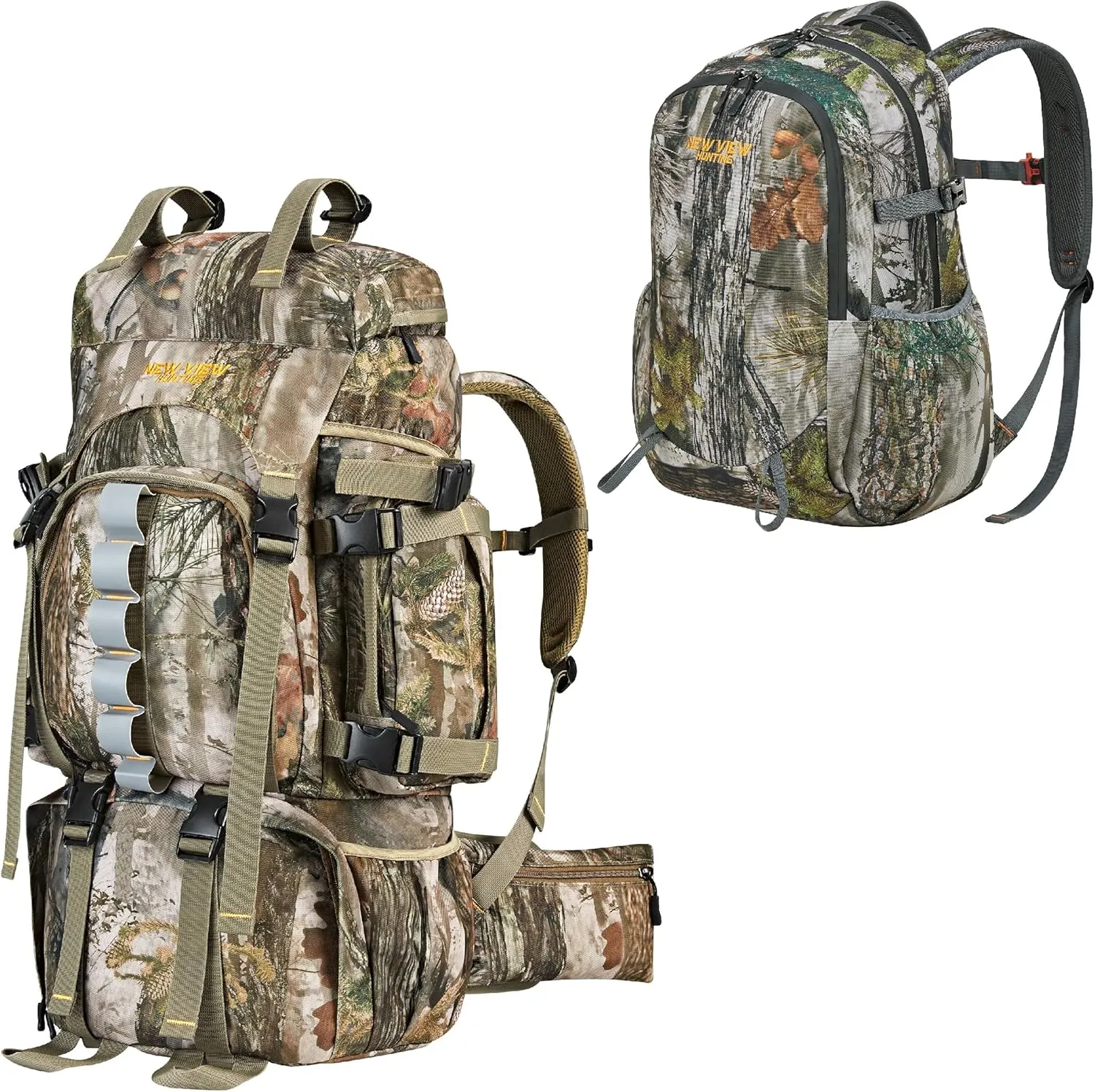 NEW VIEW 60L Hunting Backpack with Waterproof Rain Cover & 30L Camo Hunting Bag for Kids & Youth