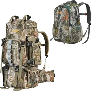 NEW VIEW 60L Hunting Backpack with Waterproof Rain Cover & 30L Camo Hunting Bag for Kids & Youth