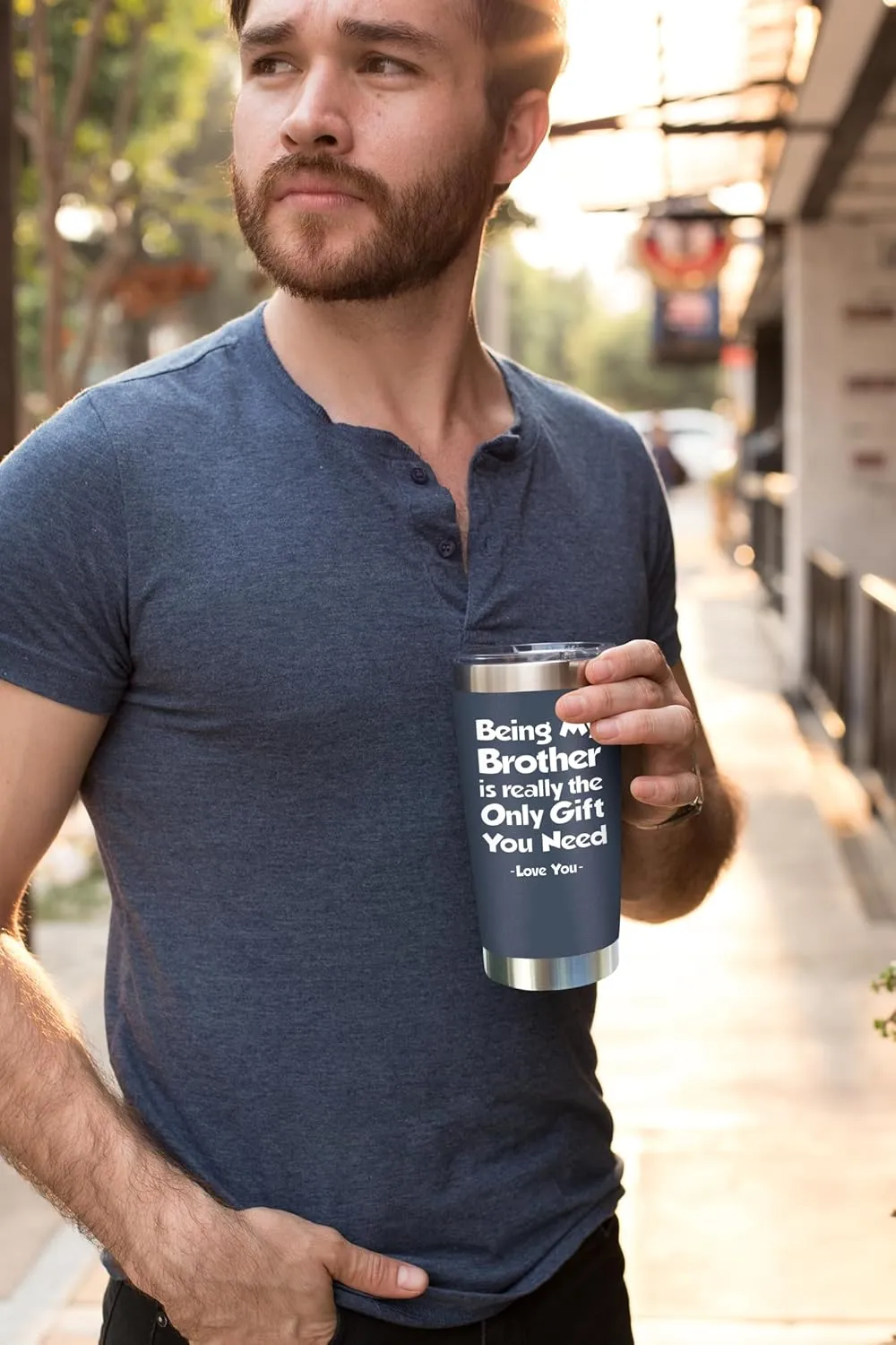 NewEleven Father Day Gifts For Brother From Sister, Bro - Gifts For Brothers - Best Birthday Gift For Big, Little Brother, Siblings, Brothers In Law, Men - 20 Oz Tumbler Navy