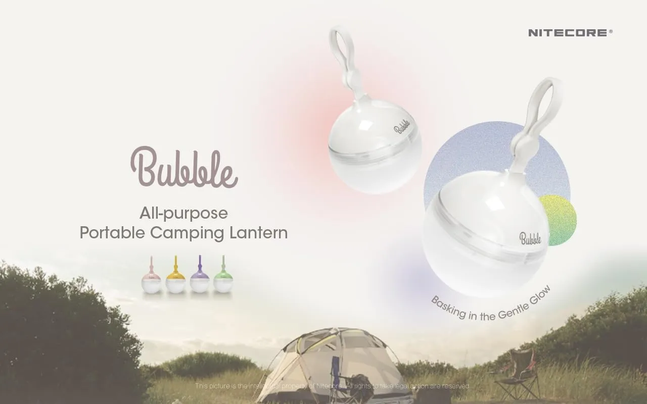 Nitecore Bubble 100 Lumen Portable Camping Lantern high CRI LED Tent Light Bulb, 3 x AAA Batteries and EdisonBright Battery Carry case Bundle (White Body)